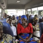 Family members of the Nigerian Chibok kidnapped girls share a moment as they depart to the Nigerian minister of women affairs in Abuja, Nigeria, on Oct. 18. Nigeria&rsquo;s government is negotiating the release of another 83 of the Chibok schoolgirls taken in a mass abduction two-and-a-half years ago, but more than 100 others appear unwilling to leave their Boko Haram Islamic extremist captors, a community leader said Tuesday. (AP Photo/Olamikan Gbemiga)