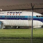 Republican vice presidential nominee Mike Pence&rsquo;s airplane sits partially on the tarmac and the grass after sliding off the runway at LaGuardia airport in New York on Thursday. (AP Photo/Mary Altaffer)