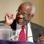 In this 2012 photo, Supreme Court Justice Clarence Thomas speaks at College of the Holy Cross in Worcester, Massachusetts. (AP Photo/Michael Dwyer, File)