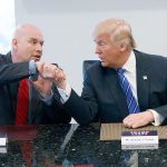 Republican presidential candidate Donald Trump shakes hands with Art Del Cueto during a meeting with members of the National Border Patrol Council at Trump Tower on Friday in New York. (AP Photo/ Evan Vucci)