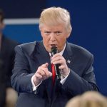 Republican presidential nominee Donald Trump speaks during the second presidential debate at Washington University in St. Louis on Sunday. (Saul Loeb/Pool via AP)