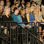 From left, Kathleen Willey, Juanita Broaddrick and Kathy Shelton wait for the second presidential debate between Republican presidential nominee Donald Trump and Democratic presidential nominee Hillary Clinton at Washington University in St. Louis on Sunday. (AP Photo/Patrick Semansky)