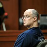 Matthew Apperson sits in a courtroom at the Seminole County Criminal Justice Center on Monday. Apperson, who was convicted of shooting at George Zimmerman as the two drove down Lake Mary Boulevard in separate vehicles, was sentenced Monday to 20 years in prison. Zimmerman is the former neighborhood watch volunteer who was acquitted of second-degree murder after fatally shooting unarmed teenager Trayvon Martin in 2012. (Jacob Langston/Orlando Sentinel via AP)