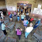 Shoppers crowd the entrance to the Costco store in Altamonte Springs, Florida, as central Floridians stock up on supplies ahead of the anticipated strike of Hurricane Matthew on Wednesday. (Joe Burbank/Orlando Sentinel via AP)
