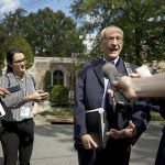 Hillary Clinton&rsquo;s campaign manager, John Podesta, speaks to members of the media outside Clinton&rsquo;s home in Washington on Oct. 5. (AP Photo/Andrew Harnik)