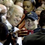 Vice President Joe Biden campaigns for Democratic presidential candidate Hillary Clinton at the Sinclair Community College Automotive Technology Building on Monday, Oct. 24, in Dayton, Ohio. (AP Photo/John Minchillo)