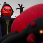 Inflatable halloween blowups decorate the roof of Charles Morgan & Associates in Everett. (Ian Terry / The Herald)