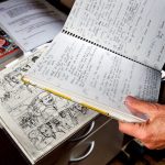 In her home studio, commercial artist Deb Fox completed an enormous amount of work, not just drawing and writing, but creating and organizing story boards and text to build a graphic novel based on the Everett Massacre. (Dan Bates / The Herald)