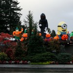 The entire rooftop of Charles Morgan & Associates is decorated with halloween blowups on the 7300 block of Beverly Lane in Everett. (Ian Terry / The Herald)