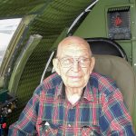 Wallace Van Eaton flew five of his 23 combat missions in World War II as a co-pilot on the bomber dubbed T-Square 54. Van Eaton, 94, got in his former seat as T-Square 54 went on public display in the Museum of Flight&rsquo;s new Aviation Pavilion. (Photos courtesy Wallace Van Eaton)