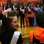 Homecoming nominees from various Monroe High School teams and clubs line up during an assembly Friday morning in the school&rsquo;s gymnasium. Bucking the usual school homecoming trends, Monroe High School opted to nominate students from organizations ranging from football to chess club. (Ian Terry / The Herald)