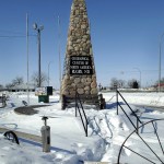 Will Kincaid / Associated Press                                Seen in 2010, a twenty one foot tall obelisk marked the spot the town of Rugby, North Dakota, said was the Geographic center of North America.