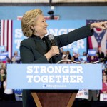 Andrew Harnik / Associated Press                                Democratic presidential nominee Hillary Clinton speaks at a rally at Cuyahoga Community College in Cleveland on Friday.