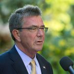 U.S. Defense Secretary Ash Carter speaks at a press conference during a defense ministers meeting of ASEAN on Sept. 30, 2016 in Kapolei, Hawaii. (AP Photo/Marco Garcia)