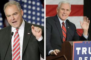 Friendly strangers Kaine and Pence to meet on very big stage