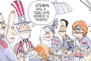 Editorial cartoons for Thanksgiving Day, Thursday, Nov. 24