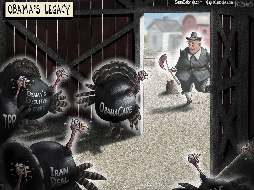 Editorial cartoons for Thanksgiving Day, Thursday, Nov. 24