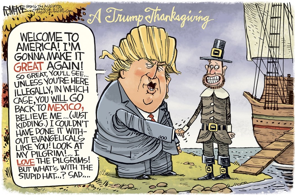 Editorial cartoons for Thanksgiving Day, Thursday, Nov. 24