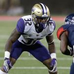 Washington defensive back Budda Baker (32) during the first half of a game against Arizona on Sept. 24 in Tucson, Ariz. (AP Photo/Rick Scuteri)