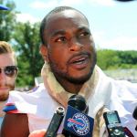 Buffalo Bills wide receiver Percy Harvin speaks to the media during training camp in 2015. Harvin has come out of retirement to sign with the Buffalo Bills, his agent Greg Barnett said Tuesday. Harvin retired in April after spending last season in Buffalo. (AP Photo/Bill Wippert, File)