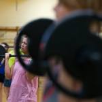 Dawn Skinner watches as instructor Gael Gebow shows how to lift correctly during a YMCA &ldquo;Strength Train Together&rdquo; exercise class Nov. 14, 2016 in Everett. The class is an example of the type of class that will be offered during the Thanksgiving &ldquo;Burn the Bird&rdquo; free exercise program. (Andy Bronson / The Herald)