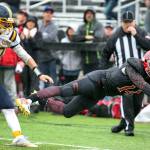 Archbishop Murphy&rsquo;s Anfernee Gurley dives for the goal line with Burlington-Edison&rsquo;s Mitchell Wesen trailing Saturday afternoon at Terry Ennis Stadium on November 5, 2016. (Kevin Clark / The Herald)