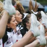 Archbishop Murphy&rsquo;s cheerleaders perform Saturday afternoon during the game against Burlington-Edison at Terry Ennis Stadium on November 5, 2016. (Kevin Clark / The Herald)
