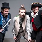 The lords of the underworld played by Sean Costello (left) and Makayla Gunzenhauser (right) torment Orpheus, played by Jacy Leavitt (center) in &ldquo;Eurydice,&rdquo; on stage Nov. 17-19 and Dec. 1-3 at Everett Community College.