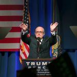 Former New York City Mayor Rudy Giuliani addresses a gathering at a campaign rally for Republican presidential candidate Donald Trump on Monday, Nov. 7, in Scranton, Pennsylvania. (AP Photo/Mel Evans)