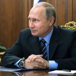 Russian President Vladimir Putin meets with Russian Transport Minister Maxim Sokolov in the Kremlin in Moscow, Russia, on Tuesday, Nov. 8. (Alexei Druzhinin/Sputnik, Kremlin Pool Photo via AP)