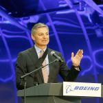Boeing Commercial Airplanes chief executive Ray Conner, who will retire soon, speaks at a ceremony for the new Composite Wing Center in Everett last May. (Andy Bronson / The Herald)