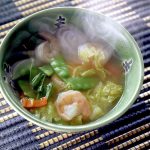 Wonton wrappers make fast noodles in Asian Noodle Soup with Shrimp. (Diedra Laird / Charlotte Observer)