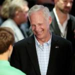U.S. Sen. Ron Johnson, R-Wis., visits with supporters at his Election Night party at the Oshkosh Convention Center in Oshkosh, Wisconsin, on Tuesday, Nov. 8. (Michael P. King/Wisconsin State Journal via AP)