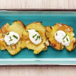 Crushed potatoes with horseradish cream is a healthy way to get the best of two potato dishes. (Deb Lindsey for The Washington Post)