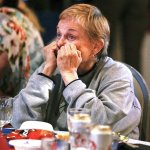 Marilyn Robertson of Edmond holds her head in her hands as she watches votes roll in for the presidential race at a democrat viewing party at Nile Shriners in Mountlake Terrace on Tuesday, Nov. 8. &ldquo;I&rsquo;m petrified,&rdquo; Robertson said about the possibility of a Trump presidency. &ldquo;I&rsquo;m on social security and food stamps.&rdquo; (Ian Terry / The Herald)