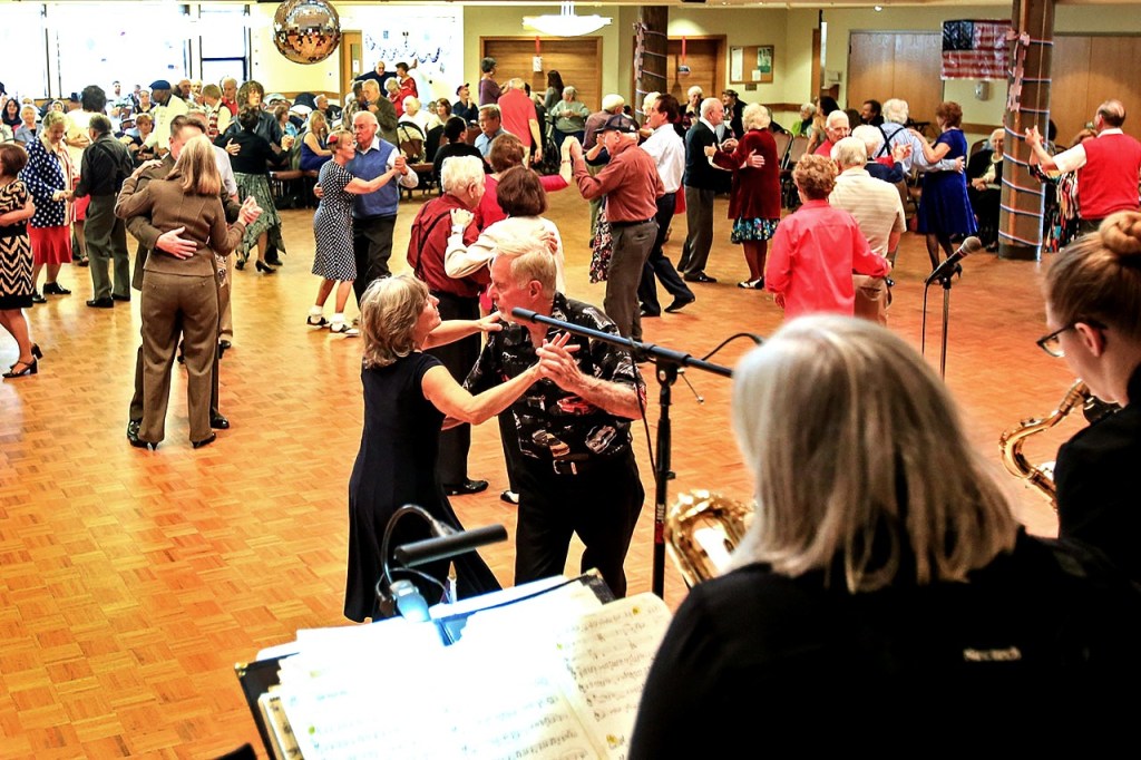 Seniors take advantage of the dance floor with music from Route 66 during the annual Veteran&rsquo;s Day Dance at Carl Gipson Senior Center in Everett on Nov. 11. (Kevin Clark / The Herald)