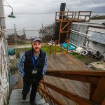 Barney Boyer climbs a back stairway to the unique workplace on Puget Sound that is the Mukilteo Research Station of NOAA&rsquo;s Northwest Fisheries Science Center. Boyer, 35, is the first military veteran to become an intern with NOAA Fisheries through a new partnership. (Dan Bates / The Herald)