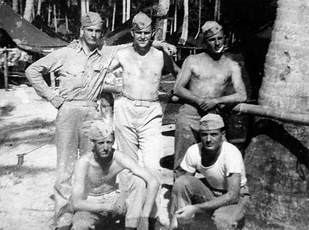 Paul Bartlett (standing left) with his machine gun squad on Guam (Dan Bates / The Herald)