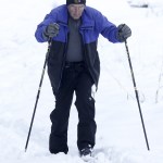 Walt Questad, of Edmonds, makes his way through fresh snow on his skis at Stevens Pass on Thursday. &ldquo;The snow looked all right so I figured I&rsquo;d get my old skis and give it a shot,&rdquo; Questad said. (Ian Terry / The Herald)