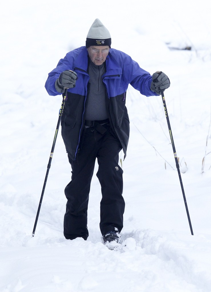 Walt Questad, of Edmonds, makes his way through fresh snow on his skis at Stevens Pass on Thursday. &ldquo;The snow looked all right so I figured I&rsquo;d get my old skis and give it a shot,&rdquo; Questad said. (Ian Terry / The Herald)