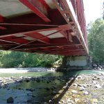 Snohomish County is applying for funds as it seeks to replace piers damaged by scouring on Red Bridge 537 on the Mountain Loop Highway. The bridge spans the South Fork of the Stillaguamish River east of Verlot. (Contributed photo)