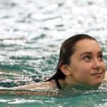 Monroe junior Payton Leidholm warms up for the 4A District 1 dive prelims Wednesday afternoon at the Snohomish Aquatic Center. (Kevin Clark / The Herald)