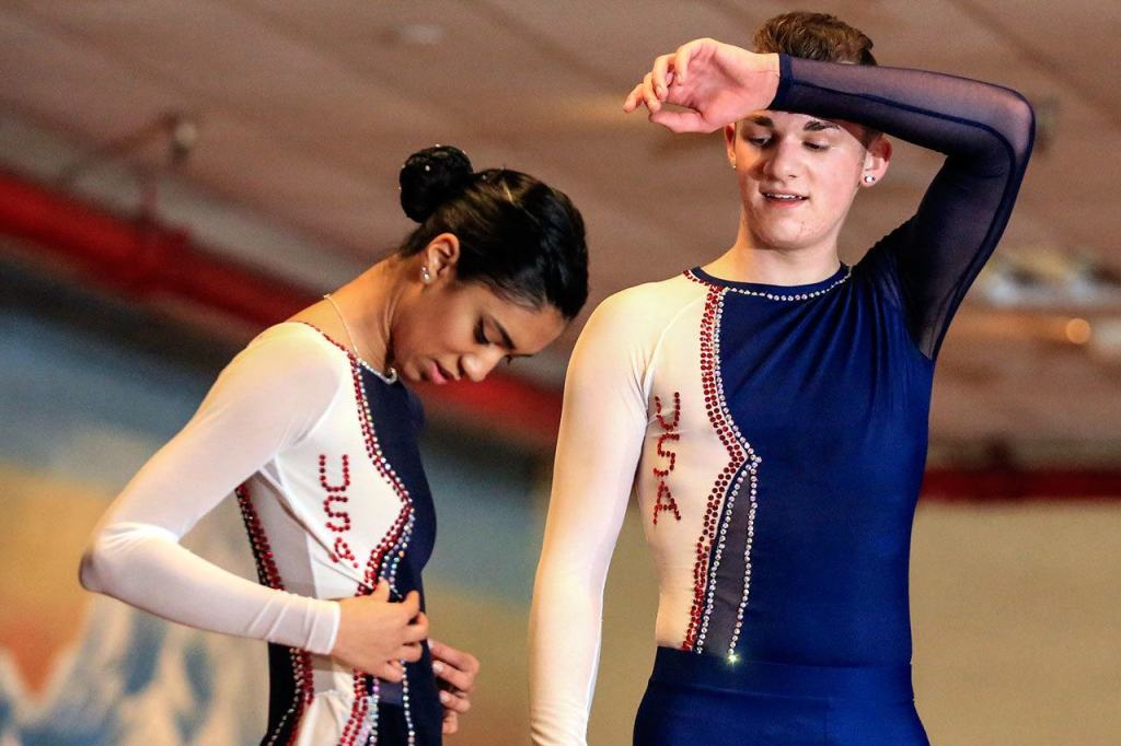 Esha and Keaton take a break during practice. (Kevin Clark / The Herald)