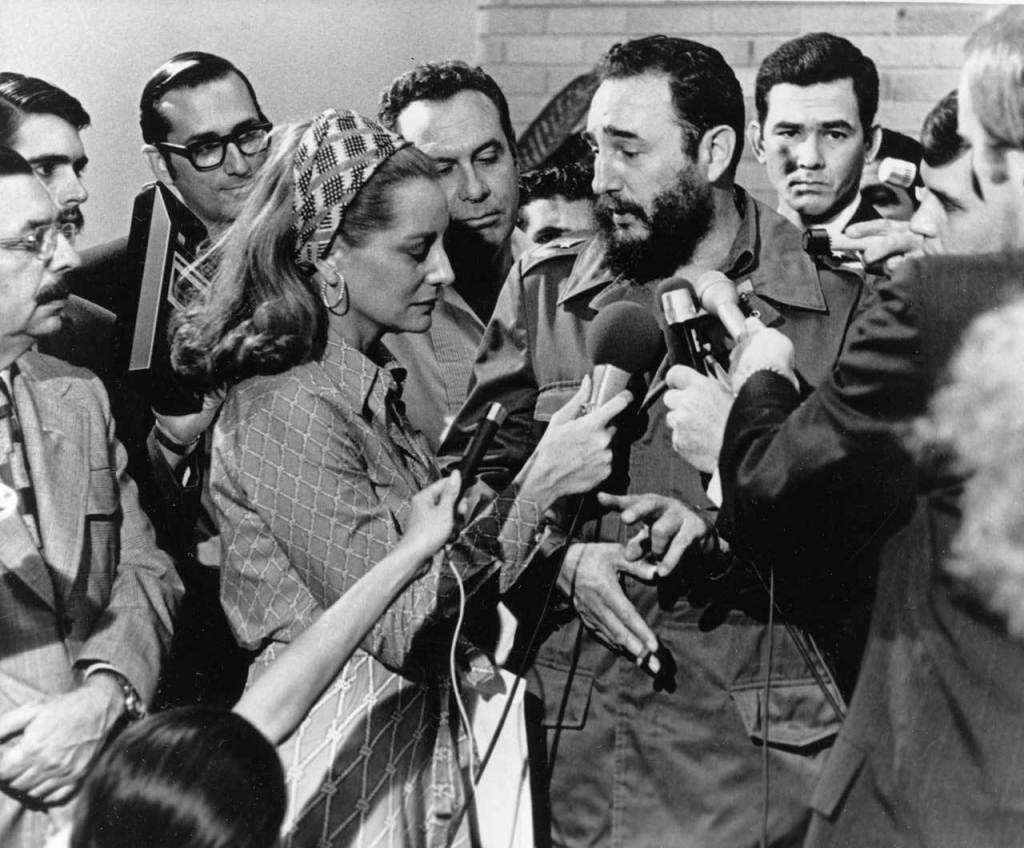 May 7, 1975: Fidel Castro responds to a question from American NBC reporter Barbara Walters at a news conference granted to members of the U.S. press covering Sen. George McGovern&rsquo;s trip to Cuba, in Havana, Cuba. (AP Photo, File)