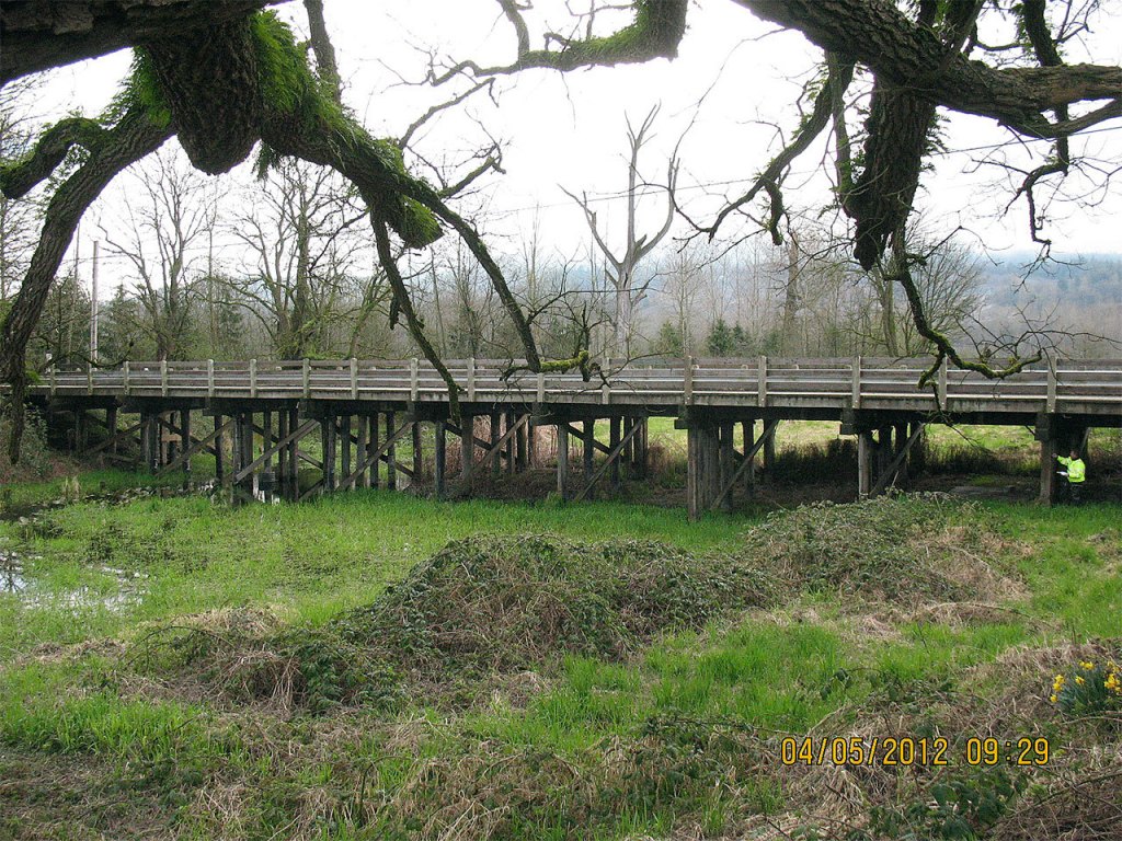 Snohomish County road maintenance crews continue design work for a future replacement of Riley Slough Bridge 155 on Tualco Road near Monroe. Construction is slated for 2019. (Contributed photo)