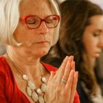 Debbie Blodgett awaits numbers at the Snohomish Event Center on Tuesday. (Kevin Clark / The Herald)