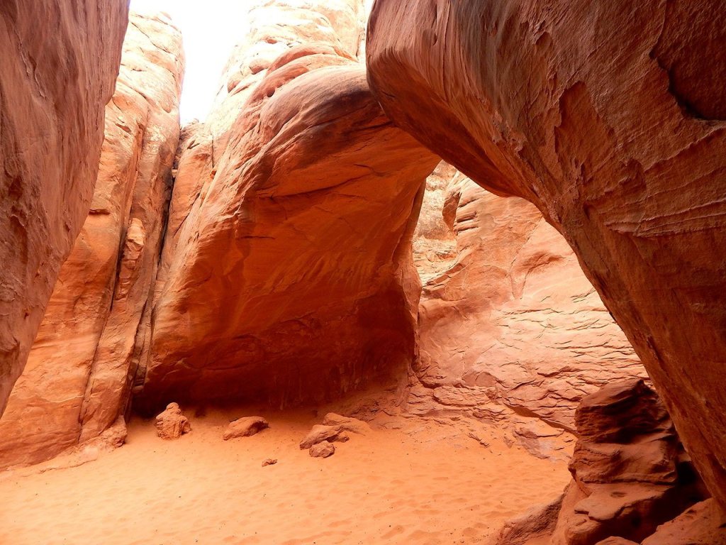 Sand Dune Arch is contained between cathedral-like fins of red sandstone. (Jon Bauer/The Herald)