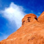Erosion creates small cubbyholes in the sandstone at Devil&rsquo;s Garden. (Jon Bauer/The Herald)