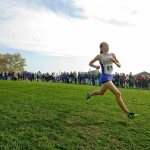 Lake Stevens&rsquo; Taylor Roe stretches her lead after clearing the 1-mile mark during the 4A girls WIAA state cross country race on Saturday, November 5, 2016, at Sun Willows Golf Course in Pasco, Washington. Roe successfully defended her first place finish last year and dropped more than 20 seconds (17:34.1) in the process. (TJ Mullinax/For The Everett Herald)
