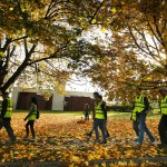 Students from Edmonds-Woodway High School&rsquo;s Students Saving Salmon group walk along 7th Avenue N in Edmonds while out surveying the community Oct. 22 about recent salmon migration in Shell Creek. It&rsquo;s common for salmon to make their way into inland streams during late autumn to begin a journey upstream where they will spawn. (Ian Terry / The Herald)